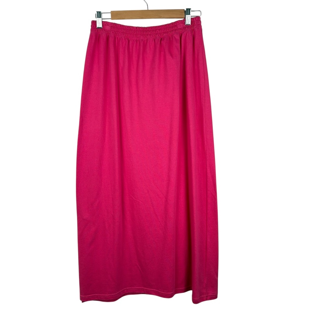 NWT Vintage Michael Simon Lite Pink Cotton Maxi Skirt Side Slit Women's Size‎ L